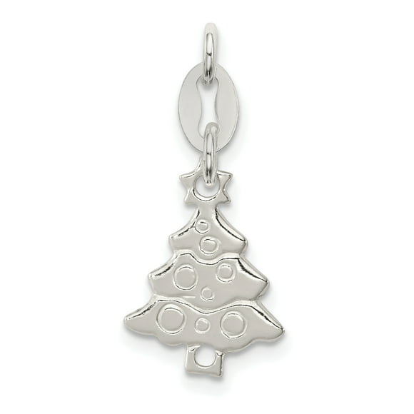 Lex & Lu Sterling Silver Rhodium-platedEnamel Christmas Tree Charm Lex & Lu Sterling Silver Rhodium-platedEnamel Christmas Tree Charm